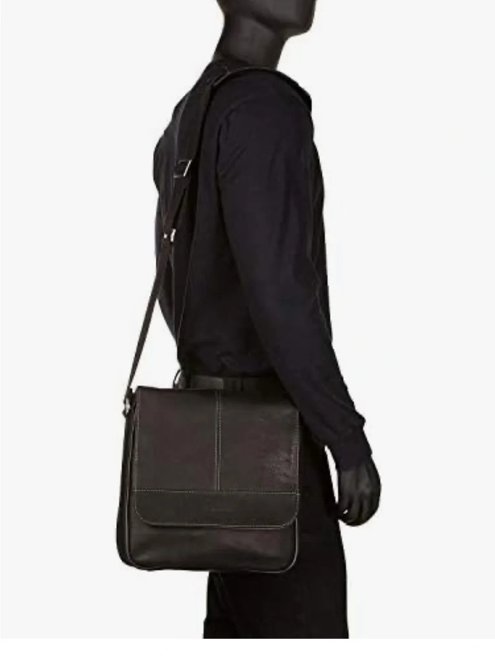 Kenneth Cole Reaction Black Leather Messenger Bag 11”X11”